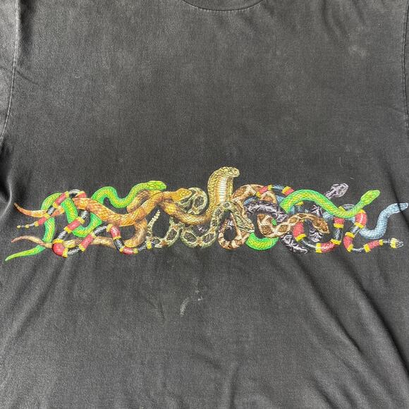 90s Vintage Hanes Snake Graphic XL Thrashed - Picture 2 of 7